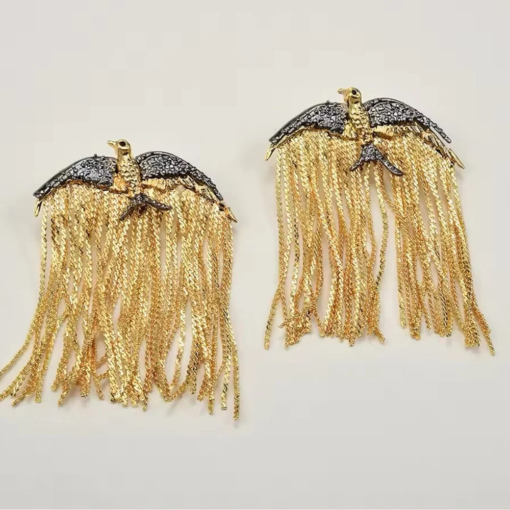 Zara Gold and Black Bird Earrings